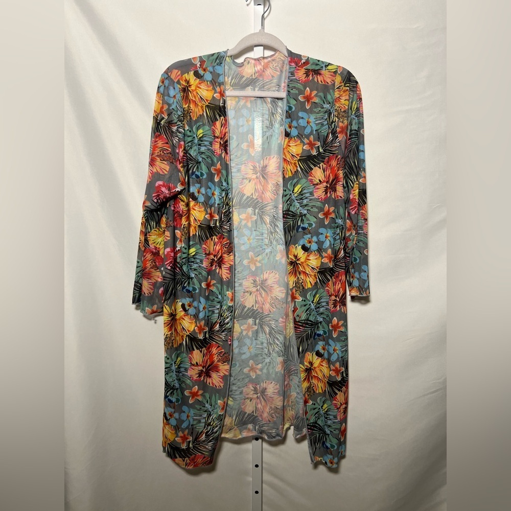 Women’s Floral Mesh Long Sleeve Cover Up